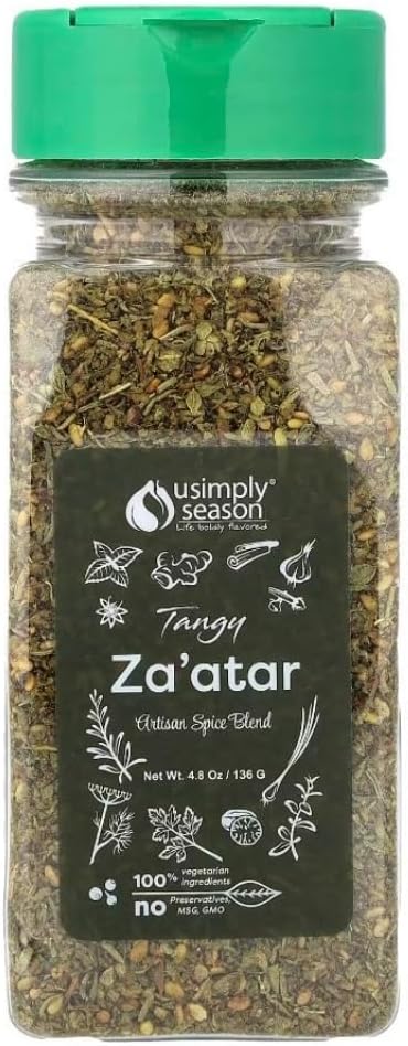 USimplySeason Tangy Zaatar Spice (4.8 oz) - Zesty Mediterranean Seasoning, Perfect for Bread, Hummus, and Salads - Vegan, Non-GMO, Made in USA