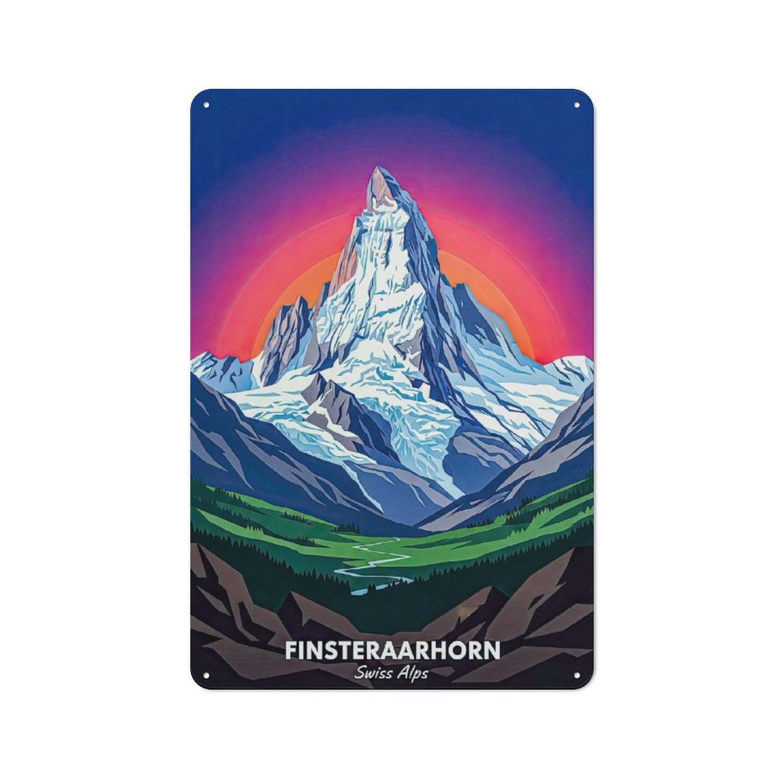 Junmoney Style-10 For Café Or Restaurant, Finsteraarhorn Swiss Alps Retro Metal Sign 30X20cm, Gift For Café Owners And Decorators During The Christmas Season