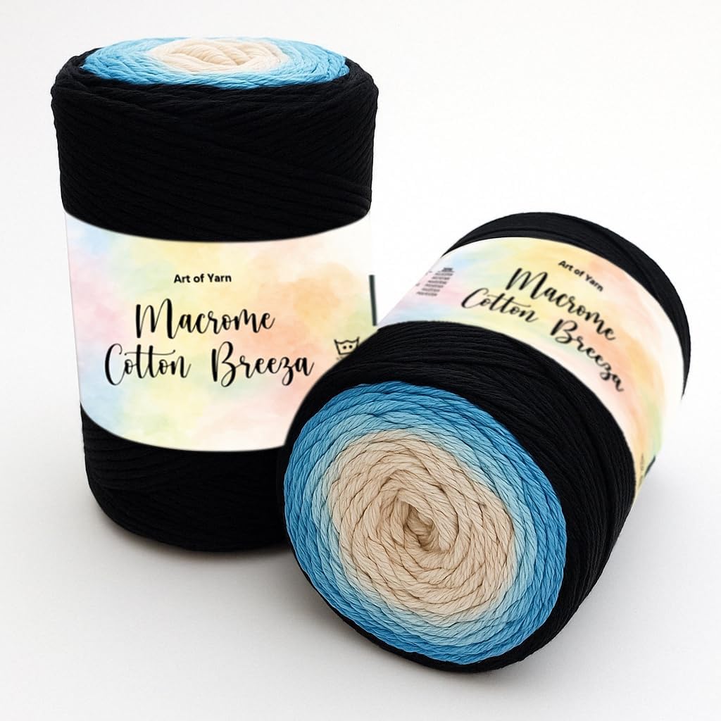 Macrame Cotton Breeza 80% Cotton - 20% Polyester 4 Worsted (Medium), 250g (8.80 Oz), 225m (246.06 Yds) for Macrame, Wall Hangings, Cushions, Rugs, Bags, Hats & Accessories 1 Skein-91310