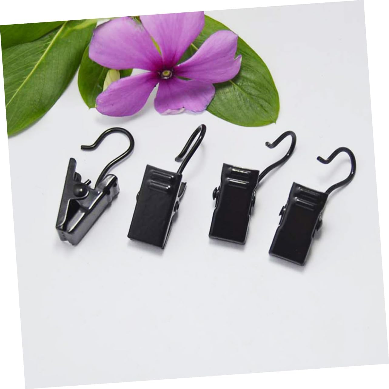 MAGICLULU 120pcs Metal Curtain Clips Hooks Black Curtain Rings Clips for Hanging Drapery