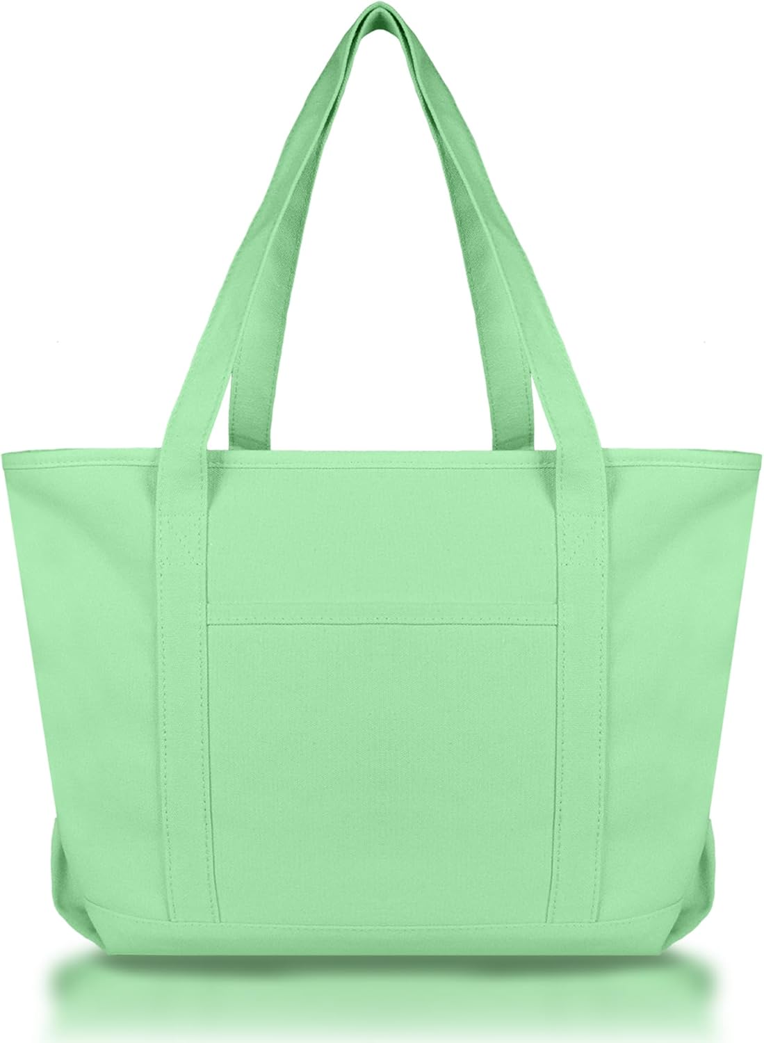DALIX Womens 23" Deluxe 24 oz. Cotton Canvas Tote Bag Zippered in Mint Green - Image 3