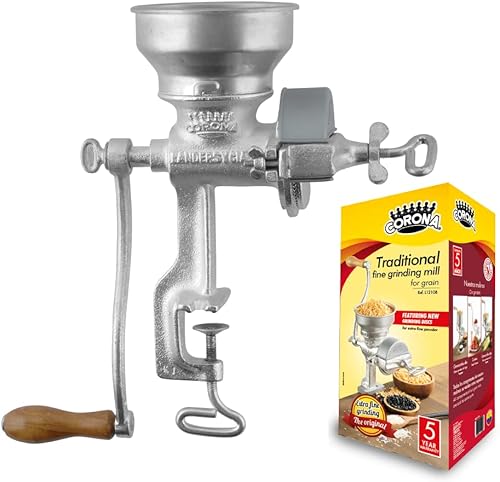 Miniatura 7 de Molinillo de maíz Corona con tolva baja, molino de granos, molinillo manual para maíz, arroz, soja, pimienta, garbanzos, molinillo de trigo de