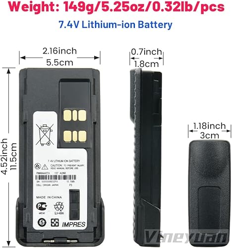 Miniatura 6 de PMNN4407A IMPRES Batería rápida para Motorola XPR3300 XPR3500 XPR7350 XPR7380 APX 1000 DP4800 XiR P8668 Batería de repuesto 7.4V 1800 mAh Batería