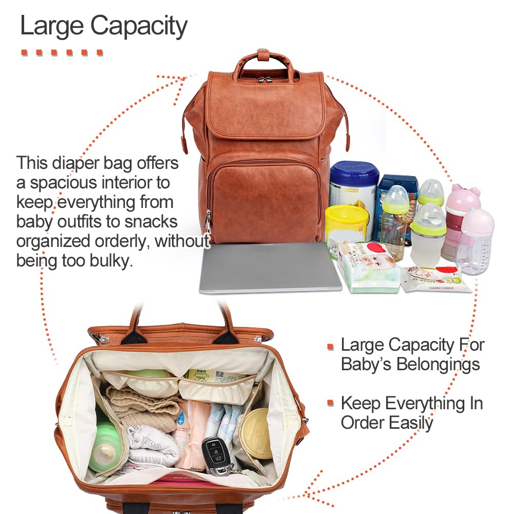 Borsa per pannolini zaino borsa per pannolini per bambini, borsa per pannolini in pelle zaino borsa da viaggio per donne