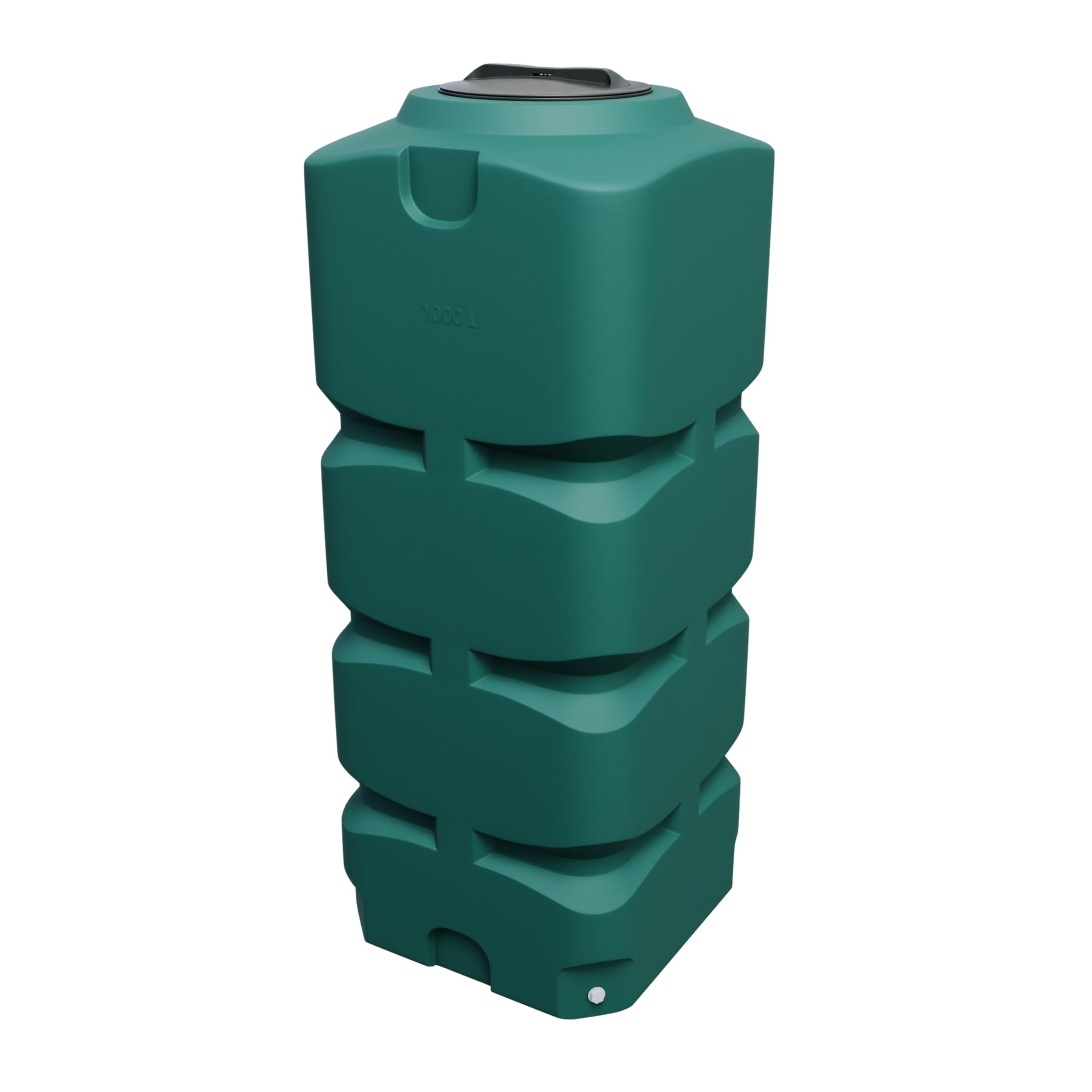 Varile Depósito de agua potable vertical de 1000 l, rectangular, verde, sin bisfenol A, rosca de latón integrada de 3/4", apto para alimentos