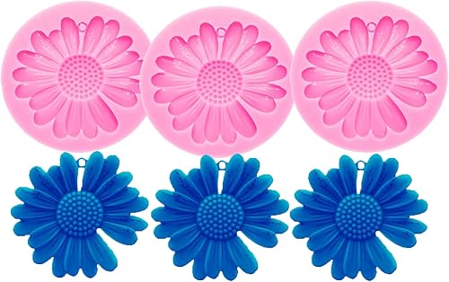 Miniatura 3 de Molde de silicona para llavero de flor de margarita, moldes epoxi de resina de crisantemo con 10 llaveros (DY0198+DY0198+DY0198+PJ)