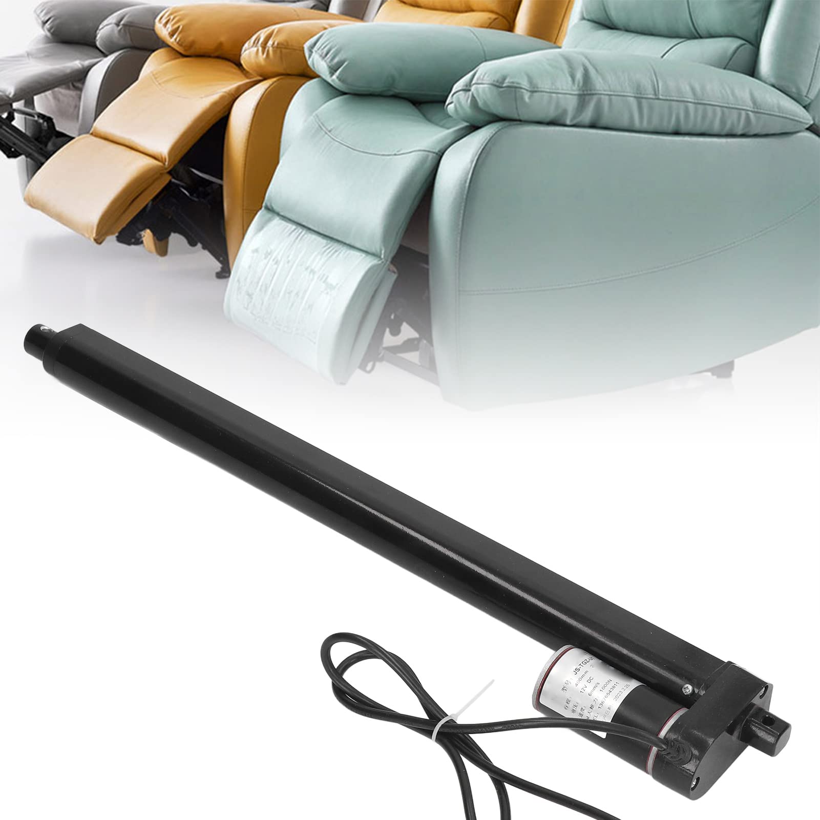 KIMISS Elektrischer Linearantrieb, 400 Mm Hub, 1000 N, 12 VDC, Linearer Bewegungsantrieb aus Aluminiumlegierung für Verstellbare Betten, Sofas, Kameraständer und Industrielle Anwendungen – Schwarz