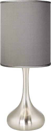 Miniatura 7 de Possini Euro Design Moderna lámpara de mesa industrial en forma de gota, de 23.5 pulgadas, níquel cepillado de alta calidad, pantalla cilíndrica de