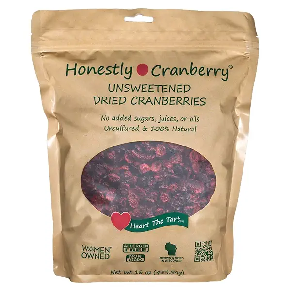 Honestly Cranberry - Unsweetened Dried Cranberries - No Added Sugars, Juices, or Oils - Non-GMO - Wisconsin Grown (16 ounces = 1 lb) 1