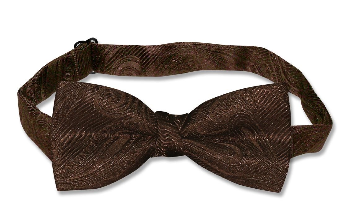 Covona BOY'S Paisley BOW TIE Solid CHOCOLATE BROWN Color BowTie