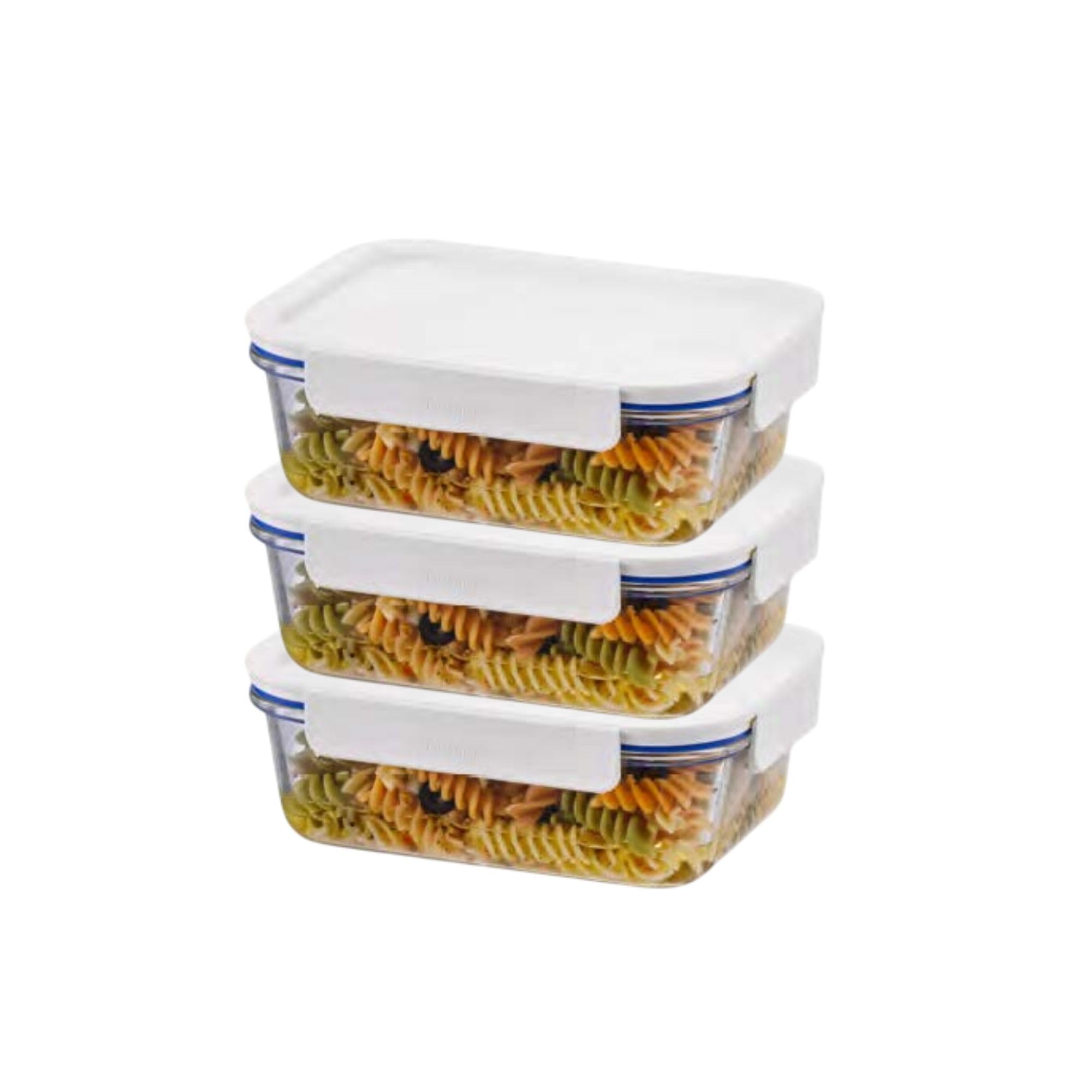 LNG445S3W The Clear Borosilicate Glass Food Storage Containers with Lids, 6-Piece Set for…