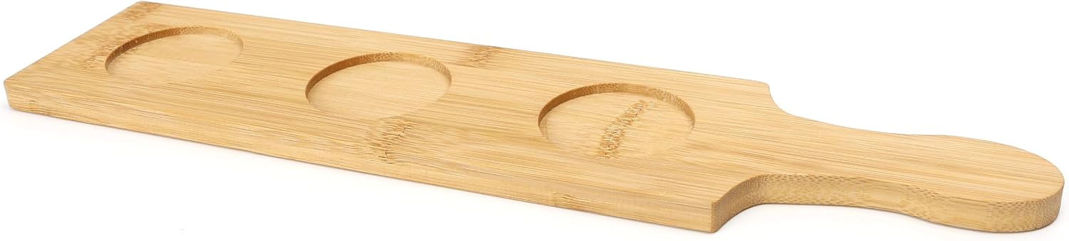 Marsrut 4PCS Wine Serving Display, 3-Slot Bamboo Flight Paddle Board Rack for Displaying Glass Jars, Wine Jars, Normal, Wooden, bamboo-wine-displays-250424