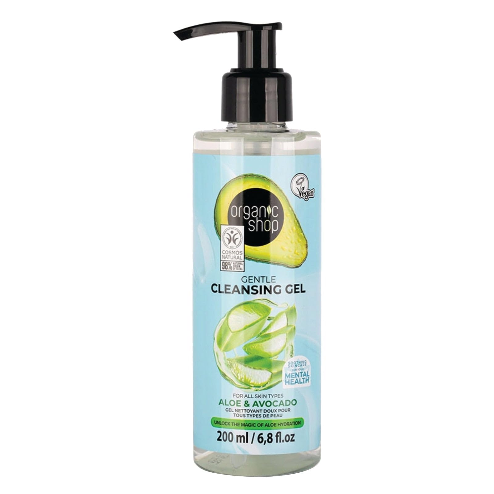 Organic Shop Avocado and Aloe Skincare Gentle Cleansing Gel, 200 ml