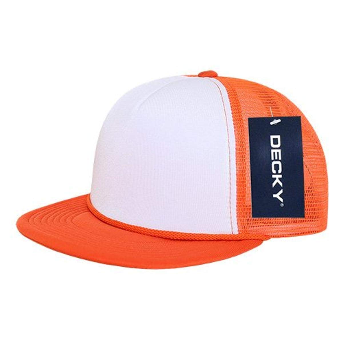 Decky224-ORN Two Tone Flat Bill Foam Caps, Orange