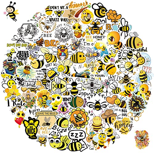 Honey Bee Sticker Yellow Cute Cartoon Decals 100 Pack Vinyl Waterproof Stickers for Laptop Computer Kids Teensencil Case Bed Window Door Water Bottle Sticker