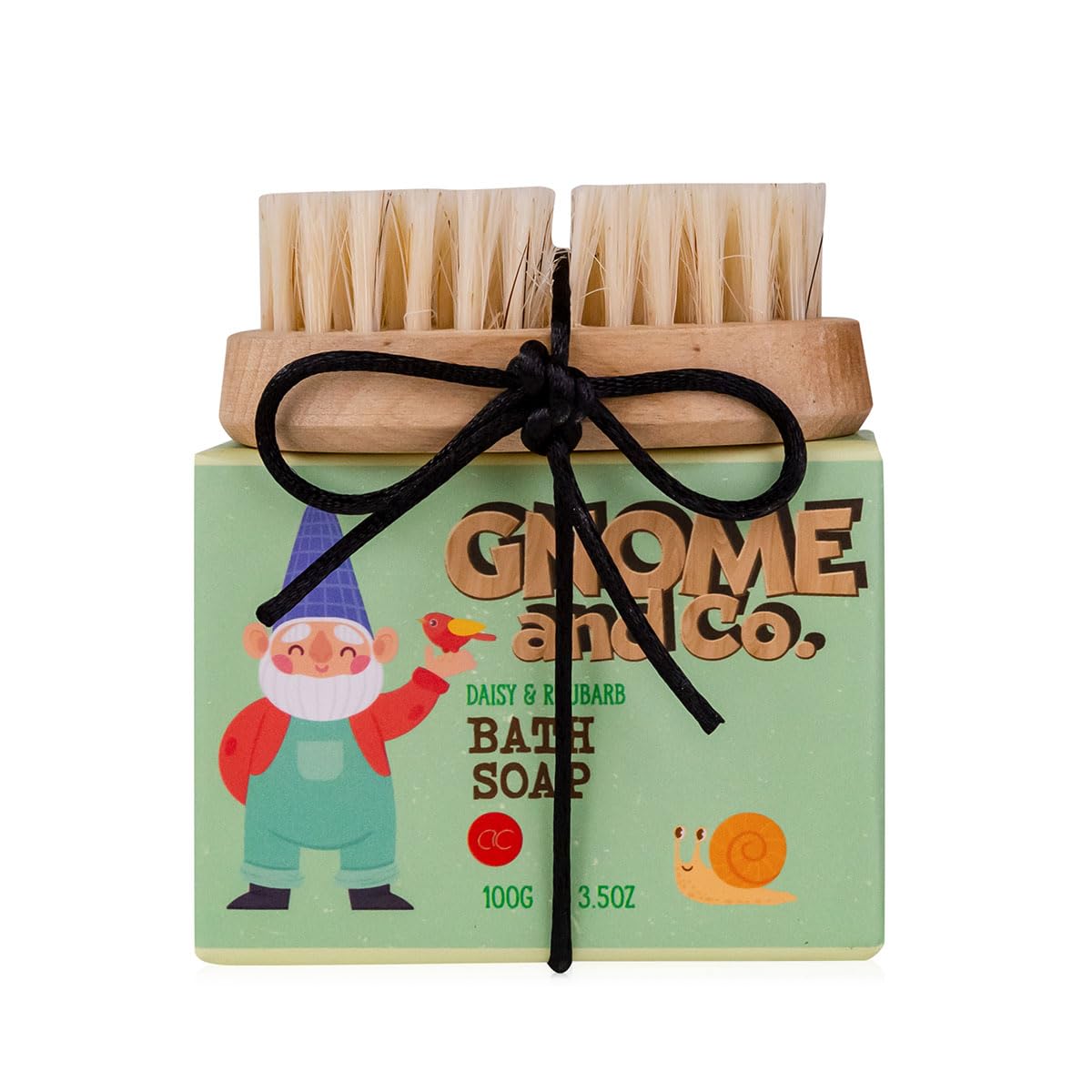 Accentra Handpflegeset GNOME & CO. mit Nagelbürste, 2-teiliges Geschenkset für Frauen mit Seife & Nagelbürste, Duft Daisy & Rhubarb, hellgrün/rot/weiß, Wellness Geschenk zu Ostern & Geburtstag
