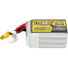 TATTU R-Line Version 5.0 1480mAh 6S1P 150C 22.2V Lipo Battery Pack with XT60 Plug