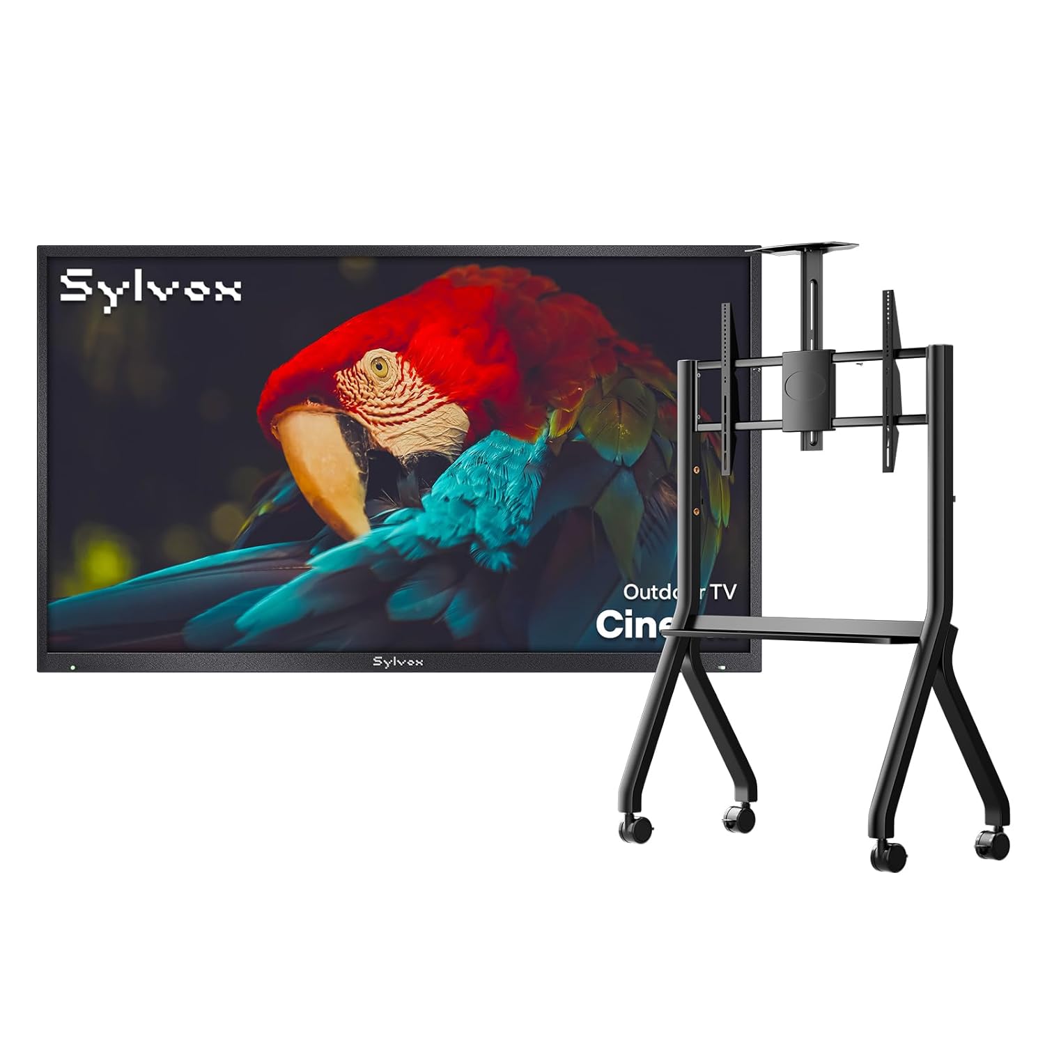 SYLVOX 55 inch Outdoor Mini-LED QLED TV with Rolling Stand 4K UHD 2000 Nits Full Sun Anti-Glare Screen