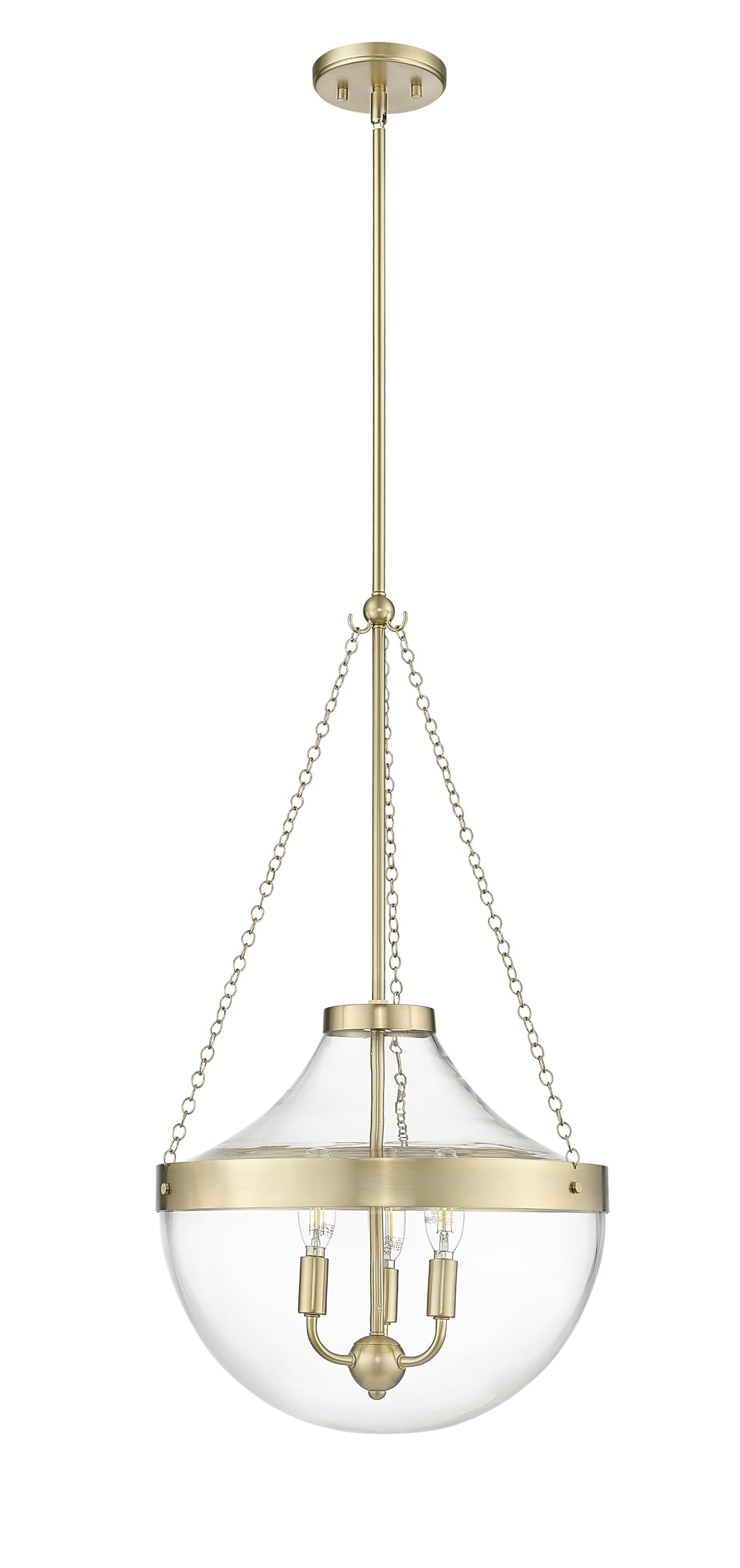 | Clarra Collection | 20103-MG | 3 Light Pendant in Modern Gold Finish with Clear Glass Shade | Perfect for Kitchens, Dining Rooms, Living Rooms, Entryways, Hallways
