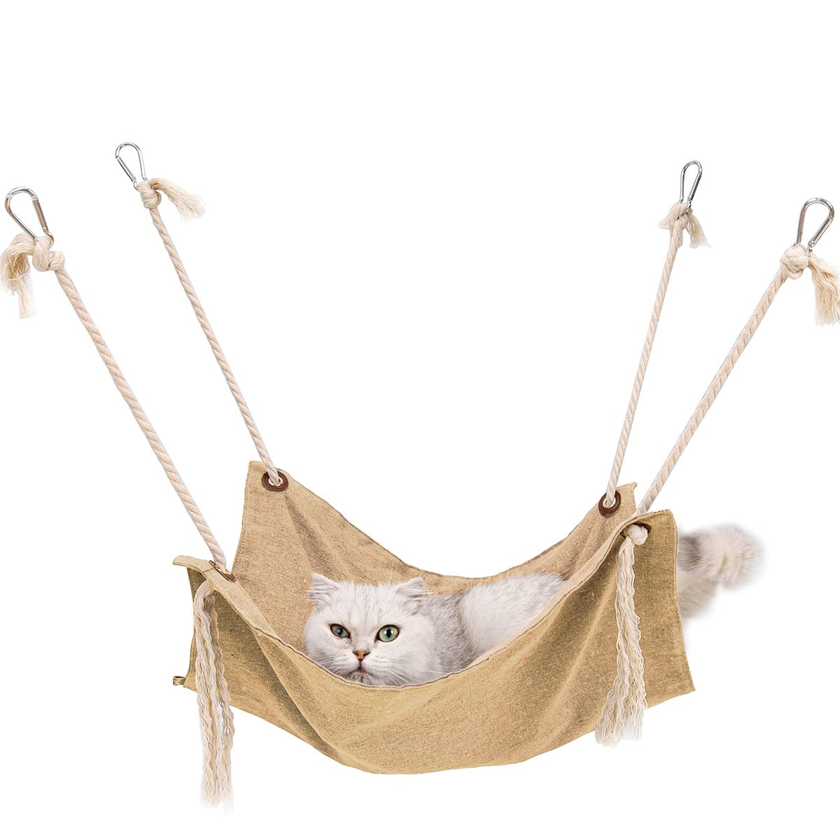 SUNERICHanging Cat Hammock for Crate,Soft Sleeping Pet Bed Fit Kitten, Small and Medium Cats,Load Capacity 15lb, Durable and Comfortable,Khaki