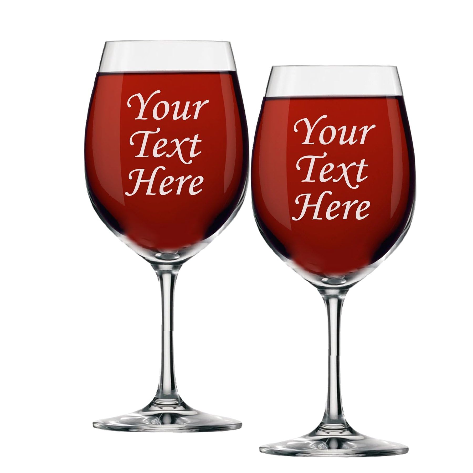 Incrizma Personalized Wine Glass with Stem - Engraved with Your Custom Text 350ml, Set of2 | Customized Wine Glasses | Birthday Anniversary Wedding Marriage Engagement Gift | Gifts for Men Women