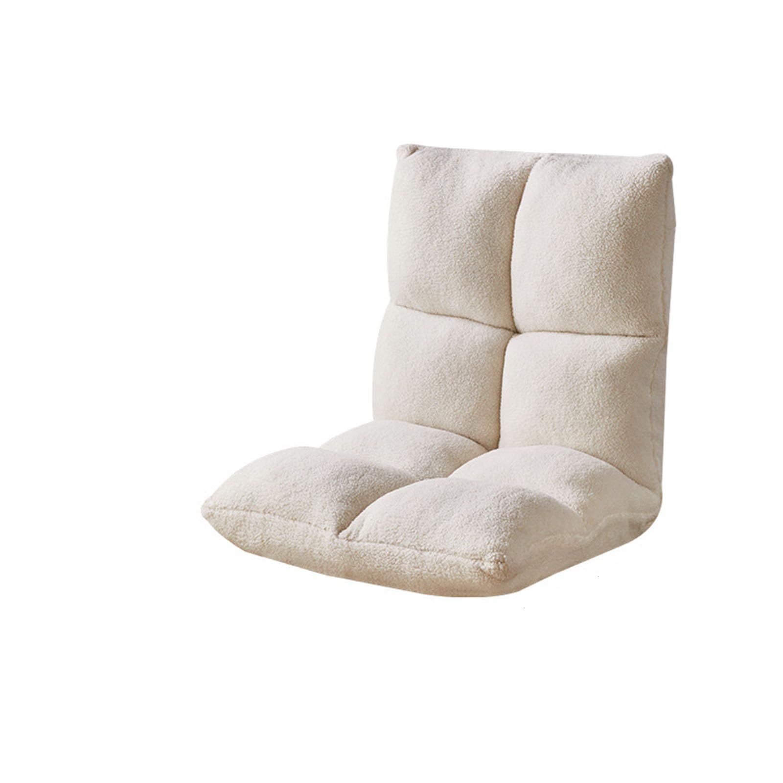 Großes, faltbares Bodenlounger-Sofa, 6-Fach verstellbare Rückenlehne, Abnehmbarer, waschbarer Bezug, Klapp-Sofa für Wohnzimmer, Tatami, Fe(Color:Teddyplüschstoff in gebrochenem Weiß)