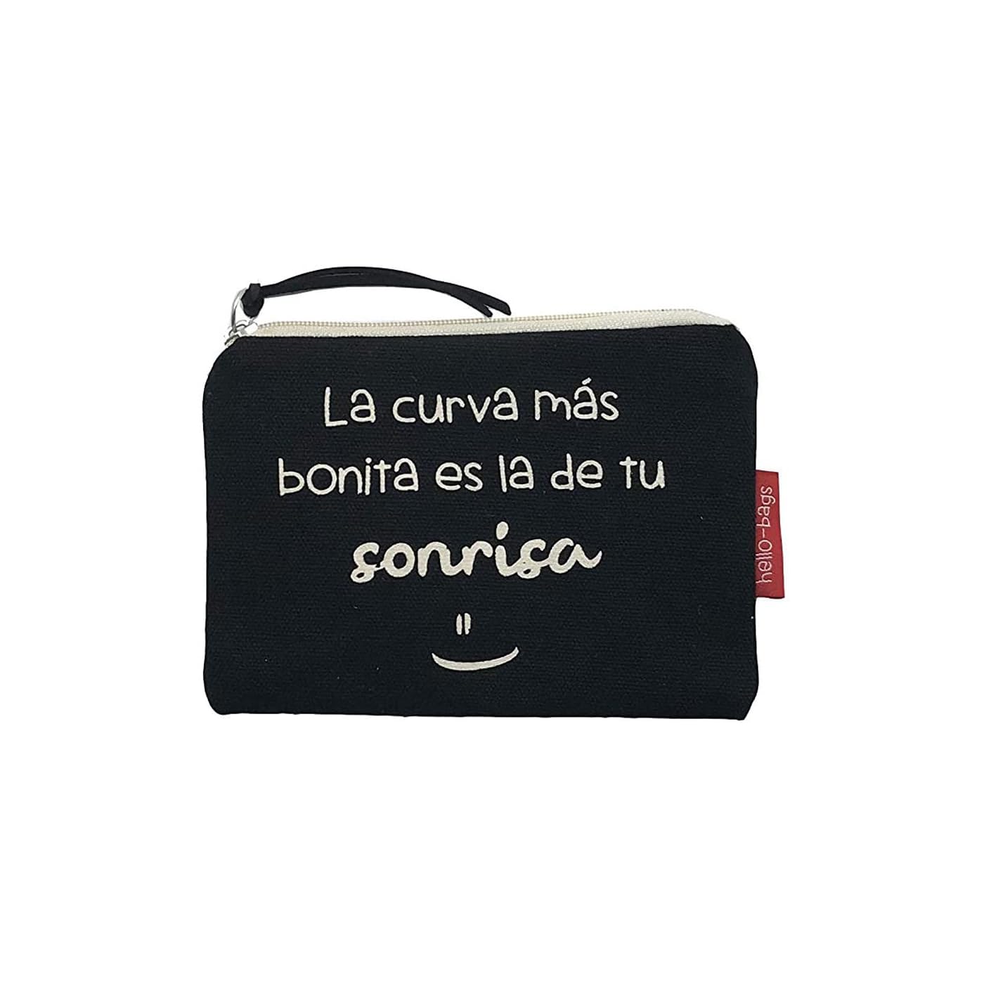 Bolso Monedero Billetero Tarjetero La Curva Cremallera Forro Interior Crudo Negro 14x10 cm