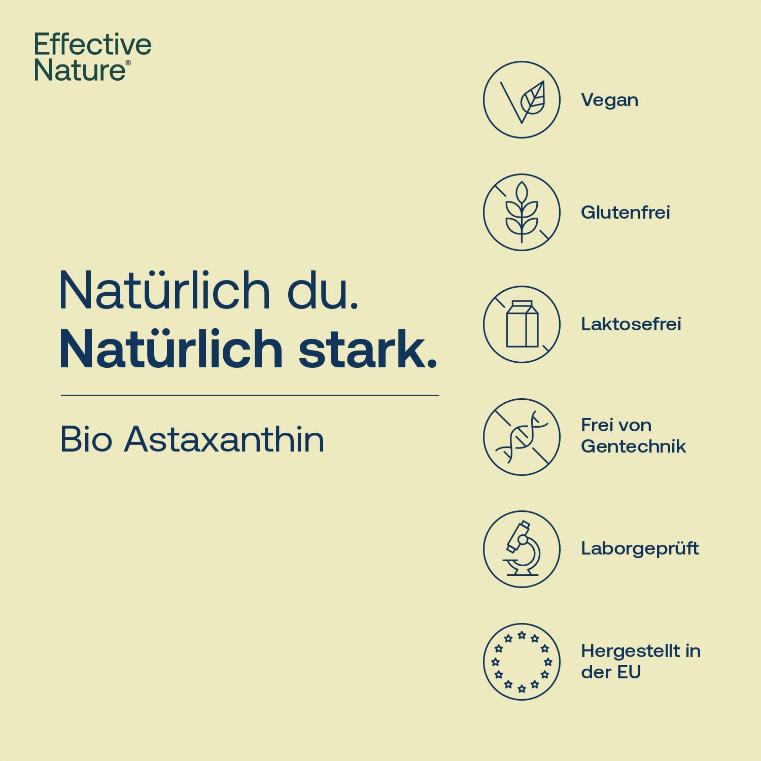 Effective Nature Bio Astaxanthin 8 mg pro Kapsel – aus der Grünalge Haematococcus pluvialis – mit Bio-Olivenöl - vegan
