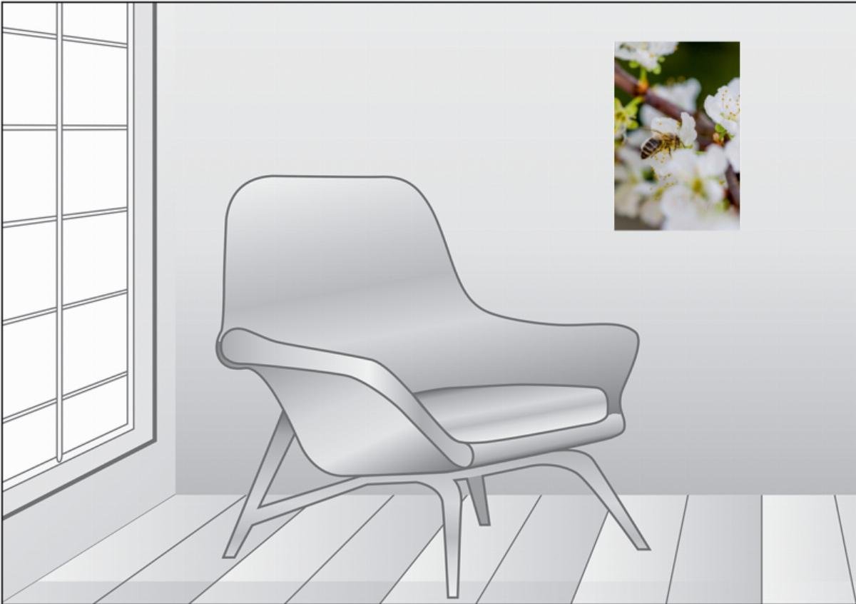 Premium Textil-Leinwand 30 x 45 cm Hoch-Format Biene auf Obstblüten | Wandbild, HD-Bild auf Keilrahmen, Fertigbild auf hochwertigem Vlies, Leinwanddruck von Mark Bangert