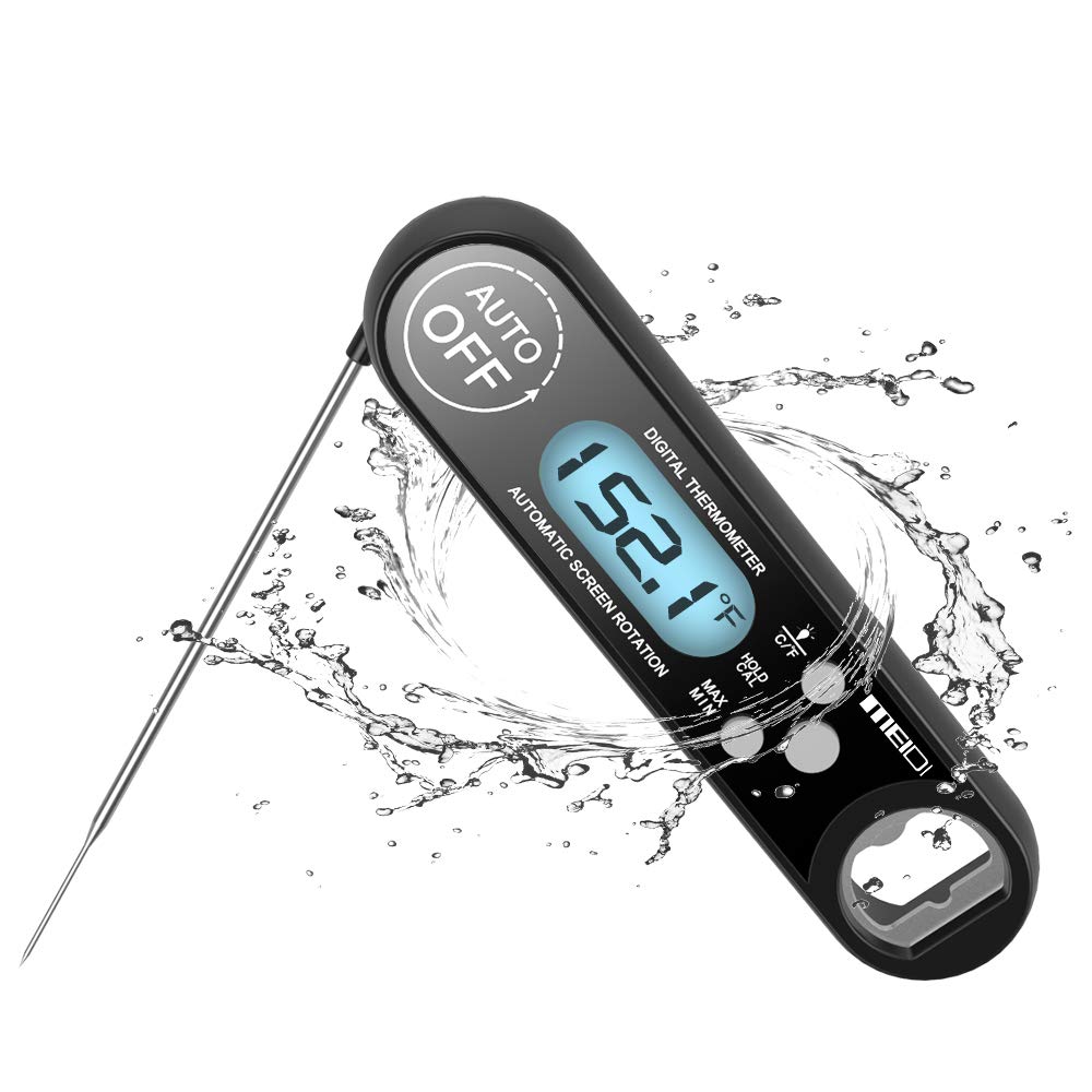MEIDI Food Thermometer Waterproof Digital Cooking Kitchen Meat Thermometer (Black)