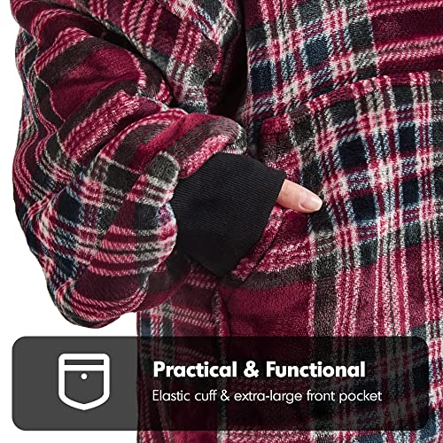 Degrees of Comfort Hoodie Blanket | Soft Microfiber Fleece and Fuzzy Sherpa Wearable Blanket - Image 4