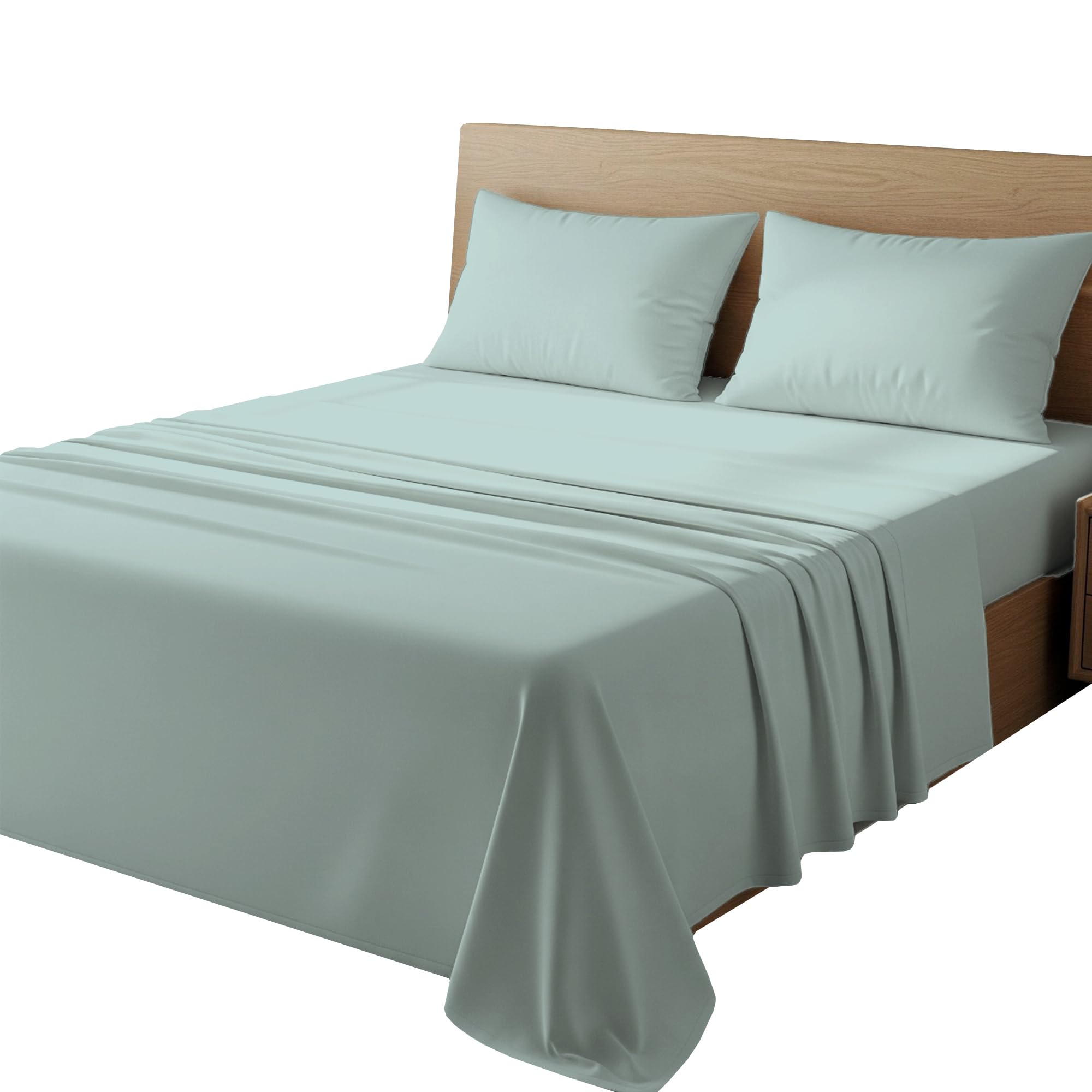 Bloombedding Duck Egg 100% Egyptian Cotton 400Tc Small Double 3Pc Flat Sheet Set, Skin Safe