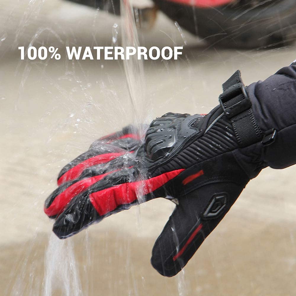 Guantes, Guantes de Motocicleta 100% Impermeables, a Prueba de Viento, Invierno, Hombres, Guantes de Moto, Pantalla Táctil, Guantes de Montar en Moto,Negro,M