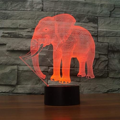 Miniatura 2 de Lámpara de noche con diseño de elefante en 3D, lámpara de luz, luz nocturna, luz nocturna, 7 colores cambiantes, interruptor táctil, lámpara de