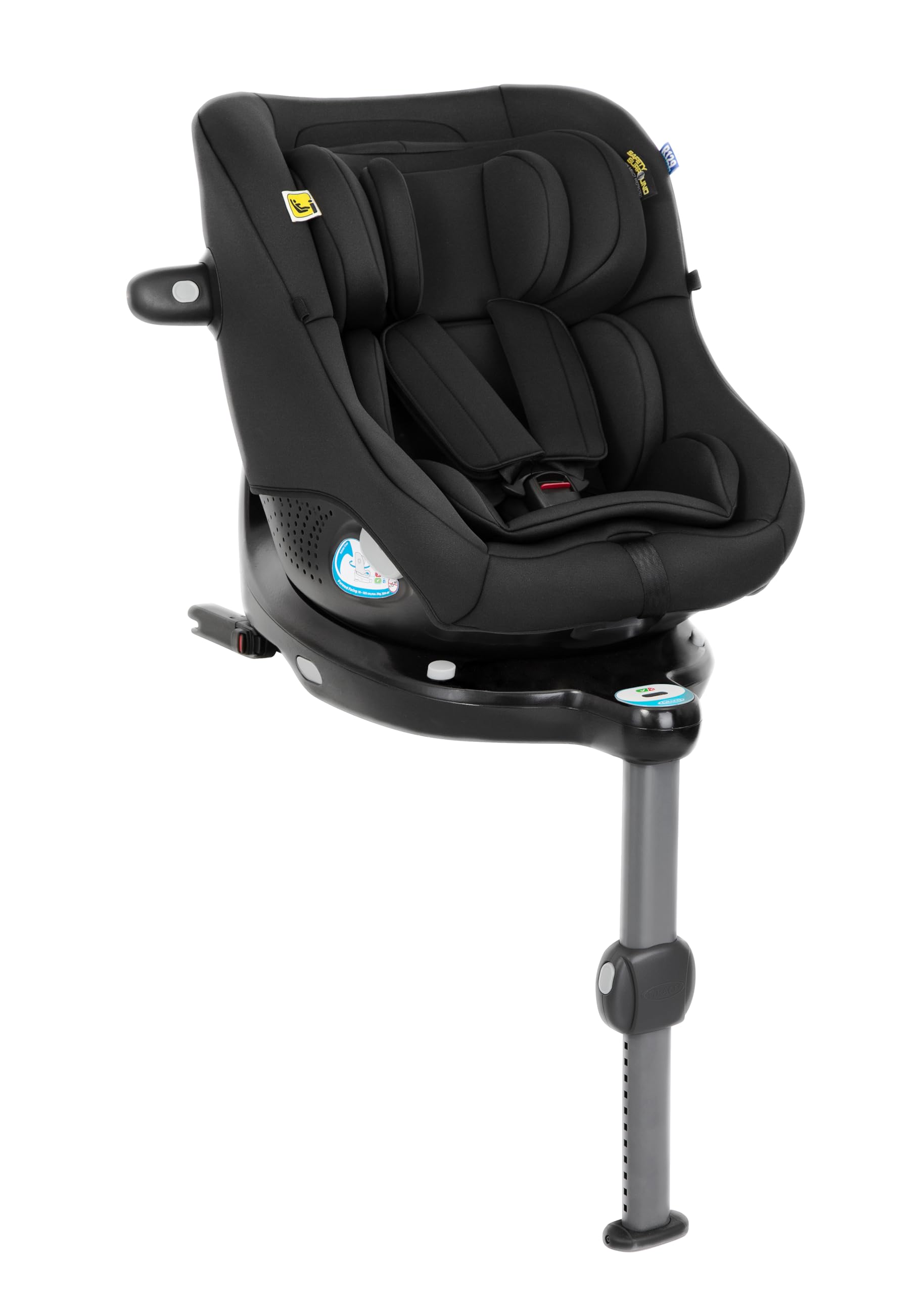 Graco Turn2Me™ DLX i-Size R129, 360° drehbarer Reboarder mit ISOFIX, Autositz bis ca. 4 Jahre (40-105 cm), 5-Punkt-Gurt und bequeme Liegepositionen, Rückprallbügel, Drehsperre, schwarz, Midnight