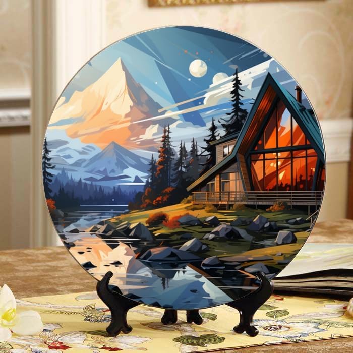 Rose 10-inch Ceramic Plate for Wall Display or Tabletop, with Stand & Hook DP-192950287