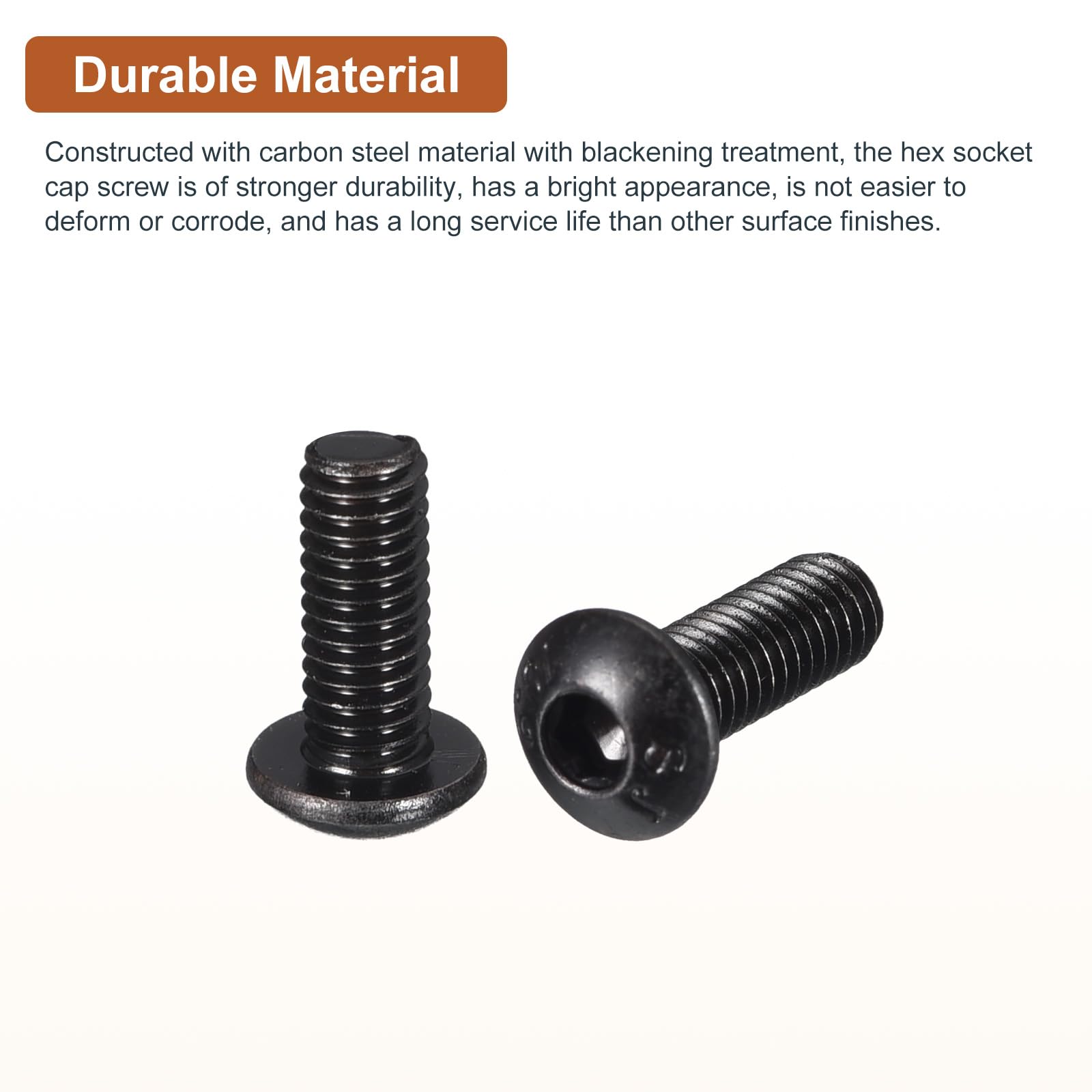 DTGN M4-0.7x12mm Button Head Socket Cap Screws - 50Pack - Good for Machine - Carbon Steel Black Oxide - Hex Drive Full Thread Fasteners - Image 3