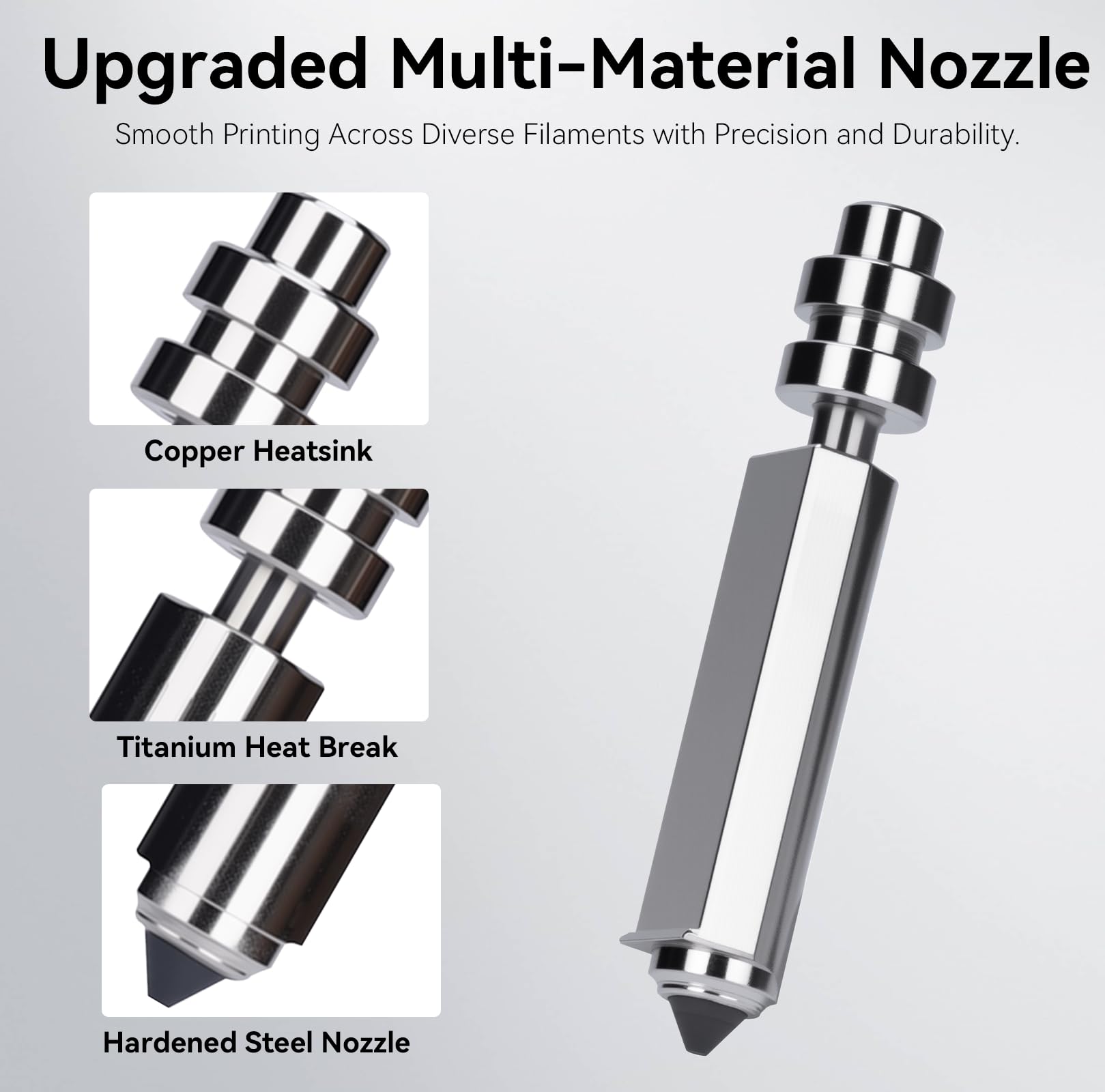 3PCS Kobra X/Kobra 4 Combo Quick-Swap 0.4mm Gehärtetem Stahl Düse, Hotend-Kit für Druckköpfe mit Silikonabdeckung und Düsenwischer, Compatible with Anycubic Kobra X/4 Combo 3D Drucker
