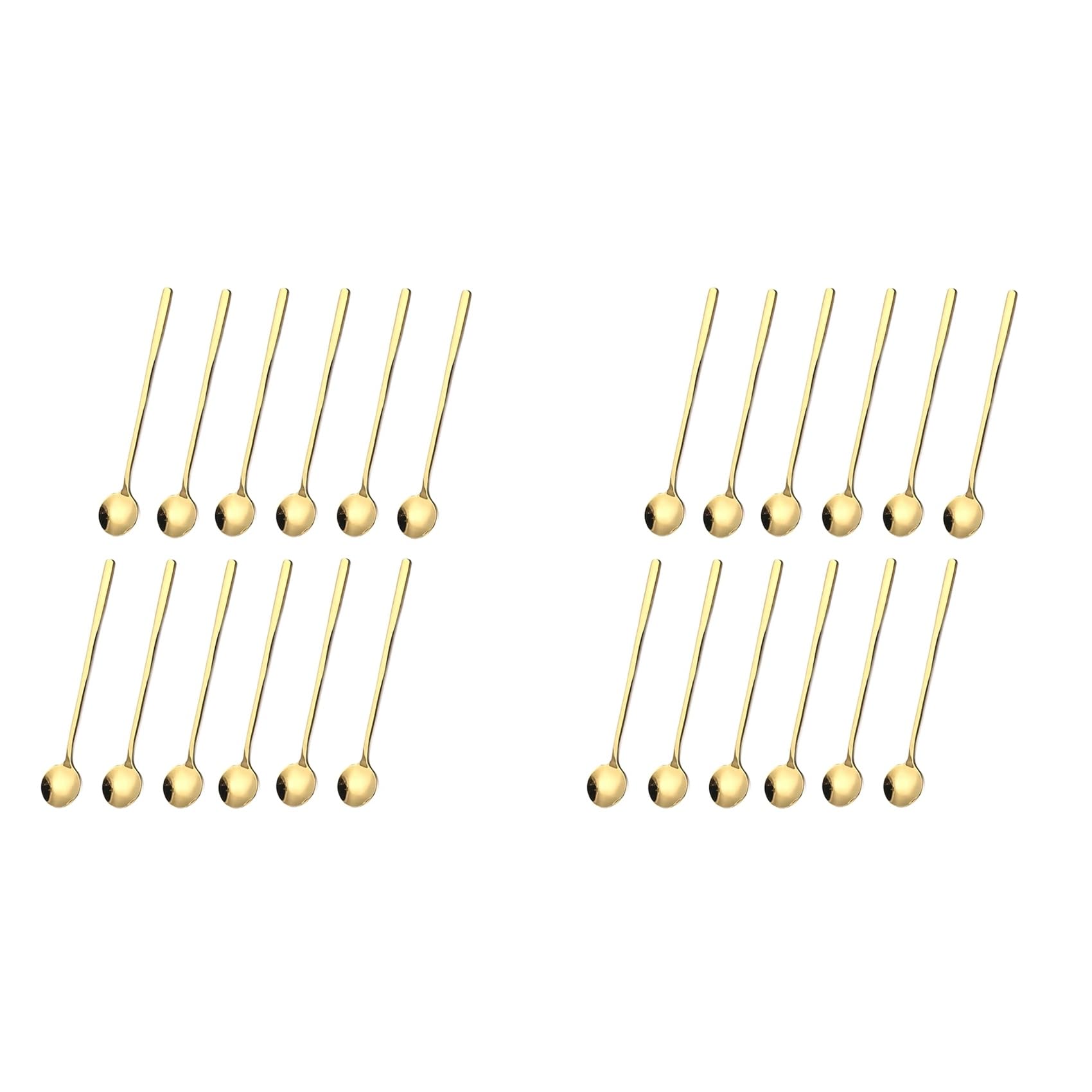 Hndhbfgrt 24 Pcs Coffee Spoons Set Gold Tea Spoons Long Handle Stirring Spoons Coffee Rounded Stirring Spoon Honey Dessert Spoon