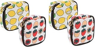 فوميز. 4 قطع من حقائب التخزين المطبوعة حقيبة مستحضرات التجميل حقيبة مقاومة للماء للنساء محفظة بسحاب محفظة منظم اكسسوارات حقيبة للنساء محفظة مقاومة للماء محفظة كبيرة السعة حقيبة ماكياج، قطن