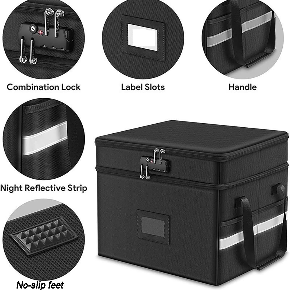 Bolsa de documentos ignífuga con cerradura,Caja de archivo portátil,Caja de archivo ignífuga e impermeable con cerradura(39,5x31x32,5cm),Adecuada para guardar documentos valiosos, papeles, etc.