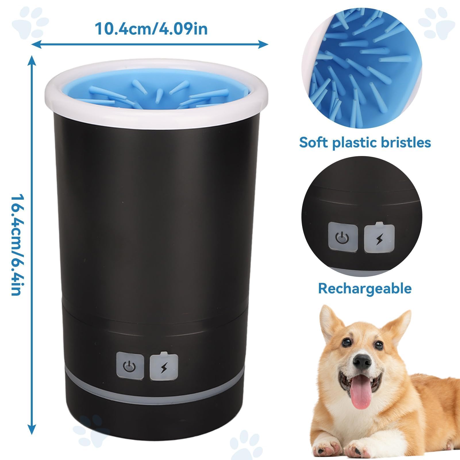 Limpiador automático de pies de perro, lavador eléctrico de pies, vaso portátil de limpieza de pies, máquina de limpieza de pies de perro para perros pequeños, medianos y grandes