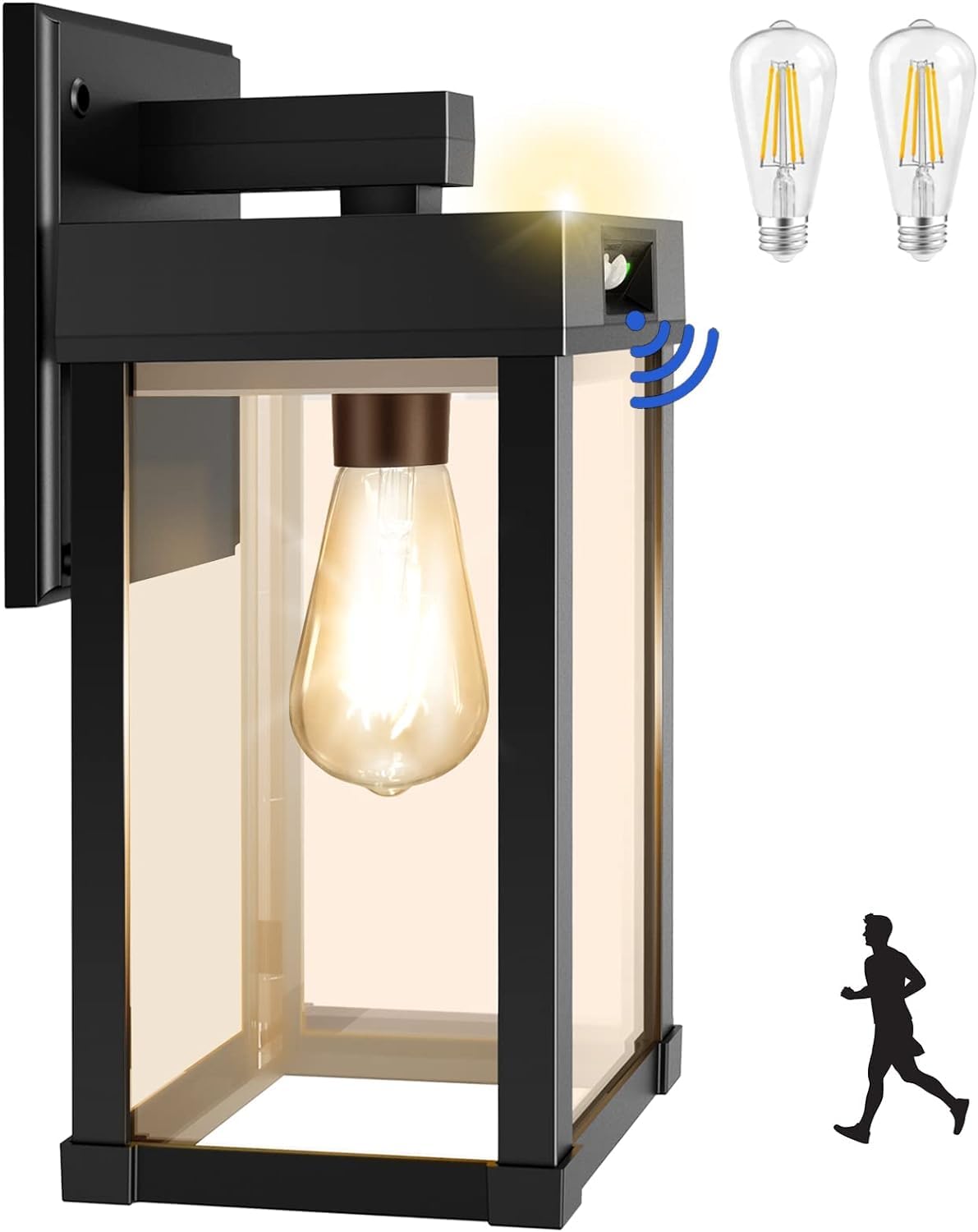 COLBOR Solar Wall Lantern Light, Solar Security Lights Outdoor Motion Sensor with Bulb Dusk Till Dawn Outdoor Light 3 Modes IP65 Waterproof for Garden Porch Yard, Solar-Wand-Lantern-Light-Outdoor