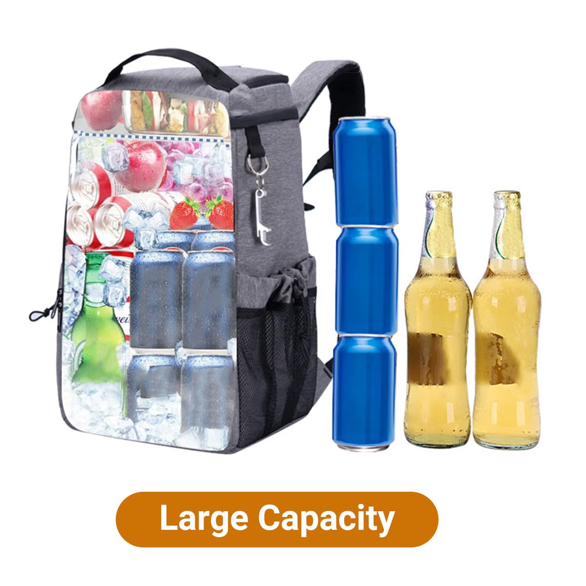 24L Sac à Dos Isotherme à Glacière Sac de Pique-Nique Sac Isotherme Portable Cooler Backpack Bag