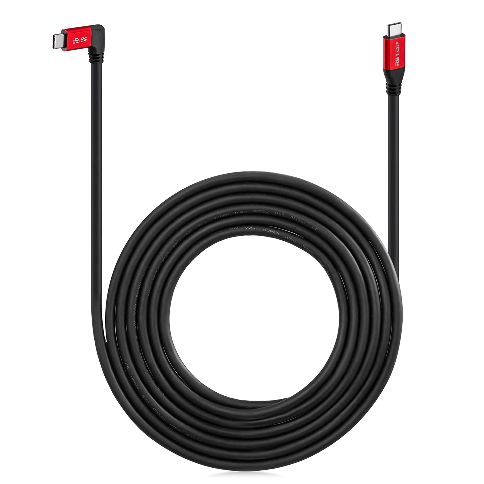 RIITOP USB 3.1 C vers C 100 W, transfert de données 10 Gbit/s [angled] [3 mètres]