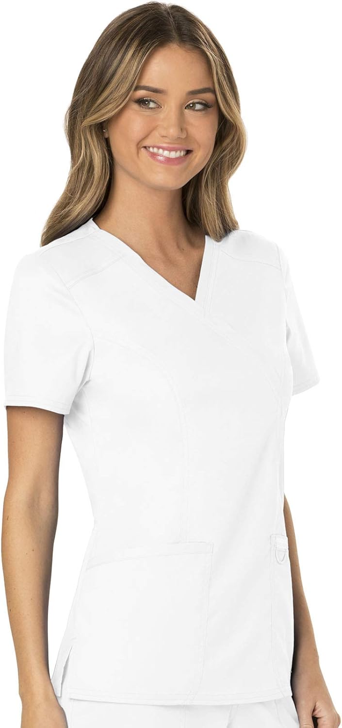 Cherokee Scrub Set For Women, Modern Classic Fit Mock Wrap Top WW610 With Mid Rise, Straight Leg Pant WW110 - Image 8