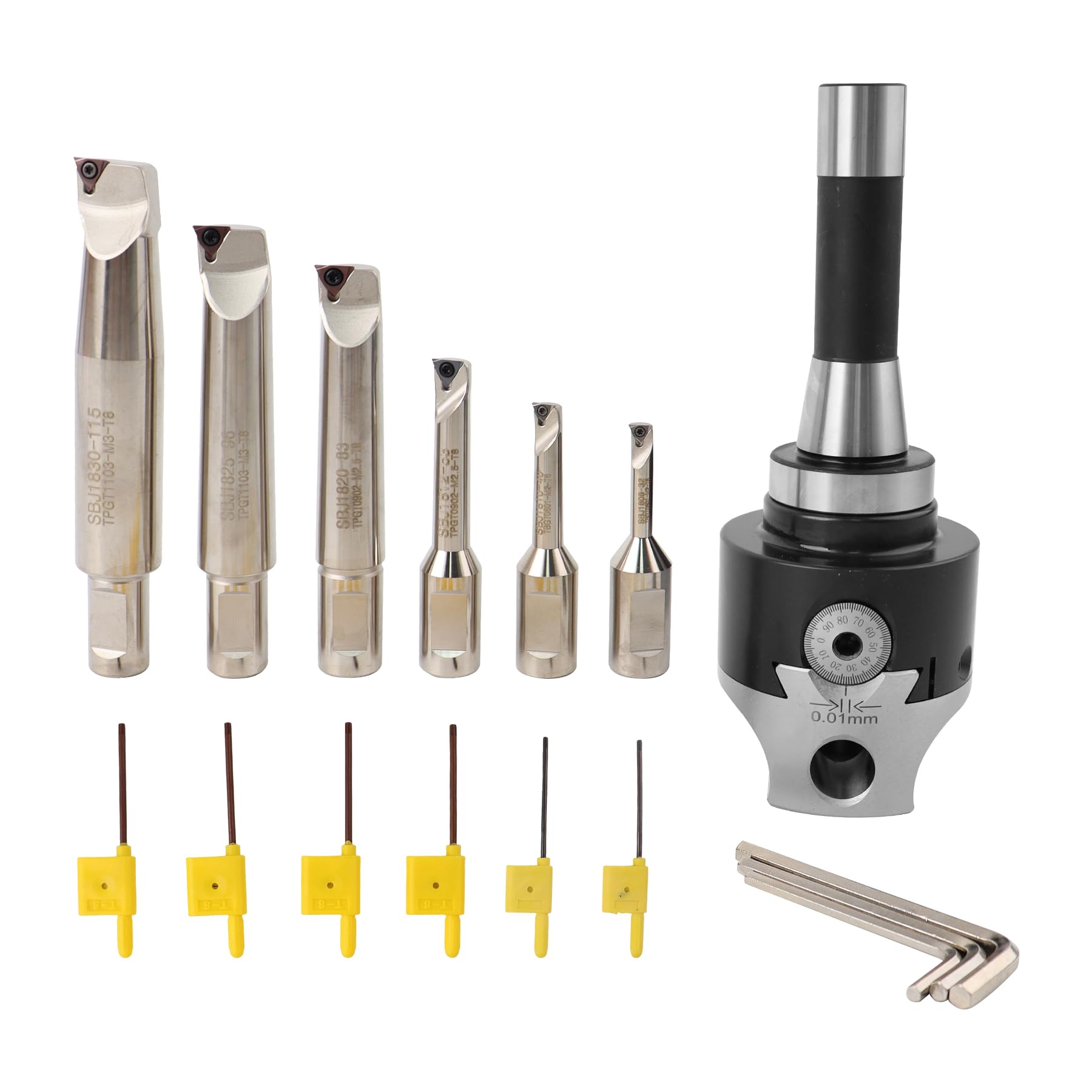 Photo 1 of Zorqon R8 Boring Head 2Inch Shank Boring Tool Set and 6Pcs 1/2" Carbide Boring Bar Set, (Inserts Included) 1/2" - 4", Fit for Milling Machine