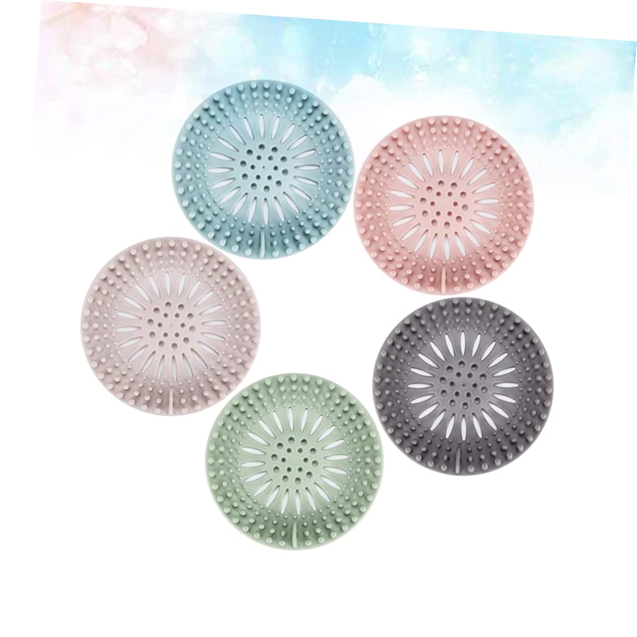 Silicone Sink Strainer Shower Drain Hair Catcher Scarico for Lavandino e Vasca in Silicone Raccogli Capelli Multicolor 13,2x13,2 cm 5 Pz(As Shownx3pcs,13.2X13.2CMx3pcs)