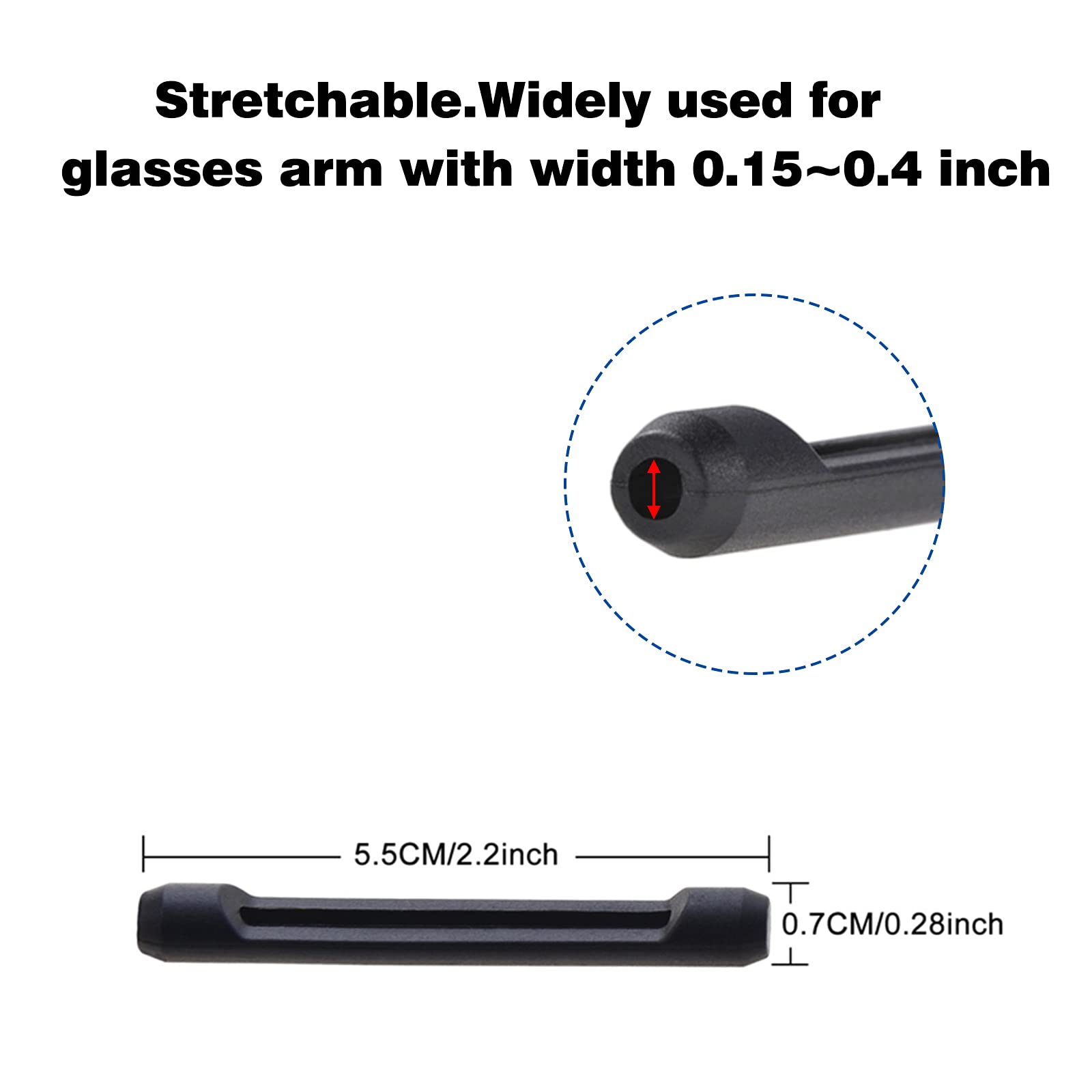 6 Paar Silikon-Brillenbügelspitzen Hülsenhalter Anti-Rutsch Elastische Brille Ohr Grip Komfort Brillenhalter hinter den Ohren für Lesebrille Sonnenbrille (Schwarz)