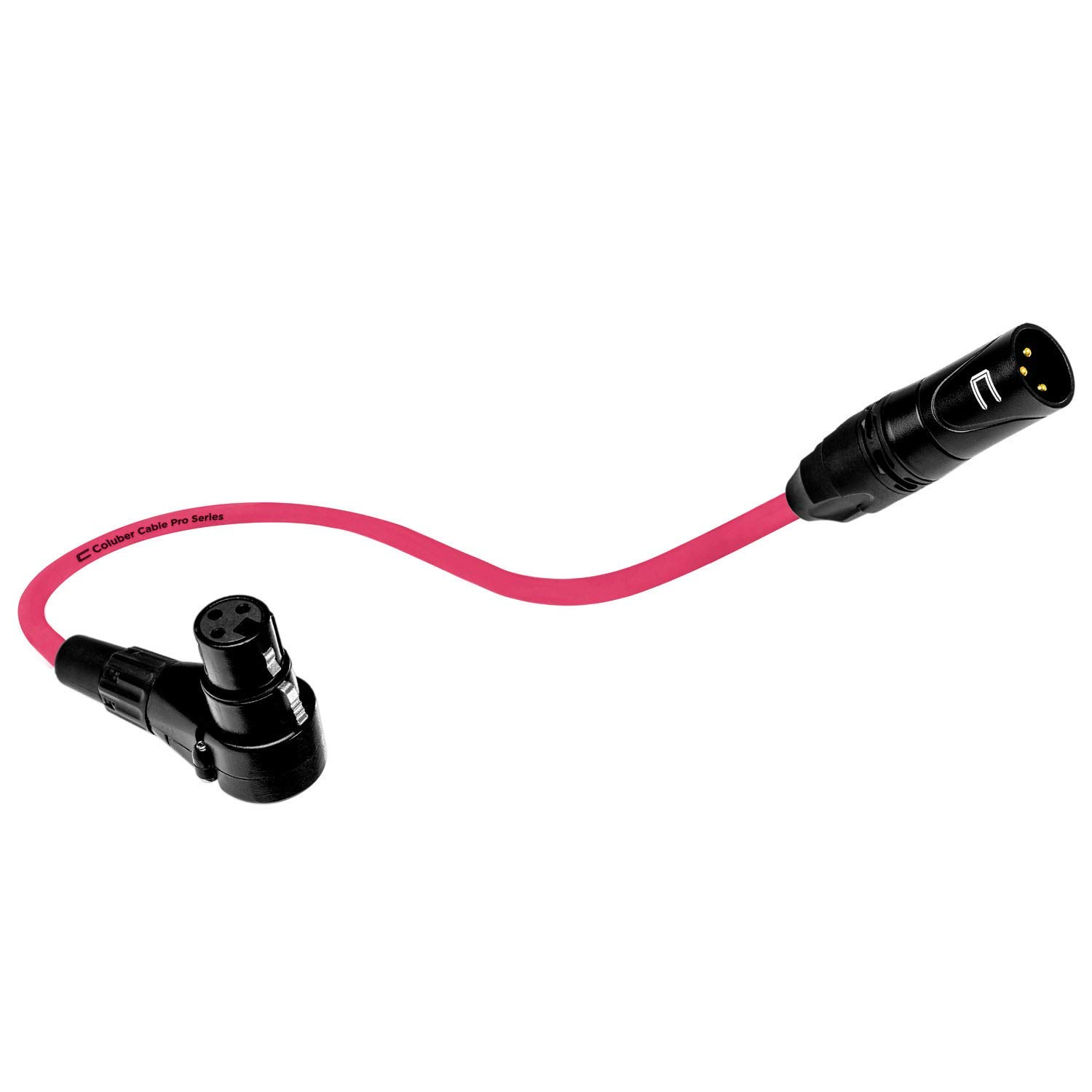 Balanced XLR Cable Male to Right Angle Female - 100 Feet Pink - Pro 3-Pin Microphone Connector for Powered Speakers, Audio Interface or Mixer for Live Performance & Recording